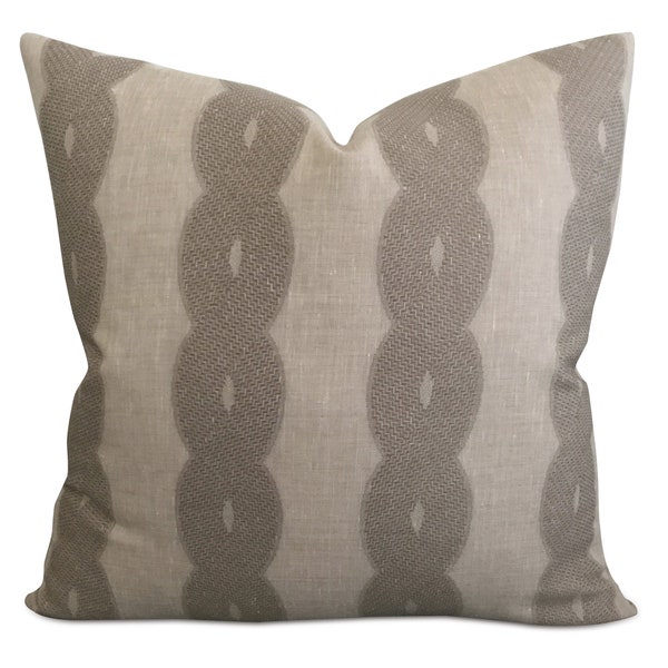 Taupe Geometric Lace Throw Pillow Cover 24x24
