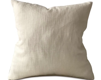 Ivory Solid Linen Throw Pillow Cover 22x22