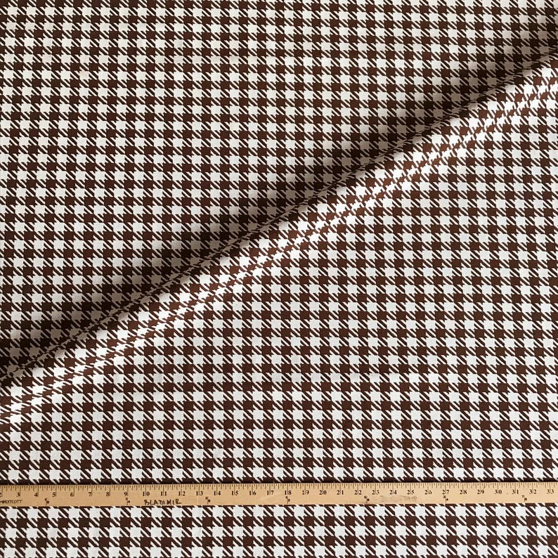 Brown Ivory Houndstooth Upholstery Fabric | Etsy