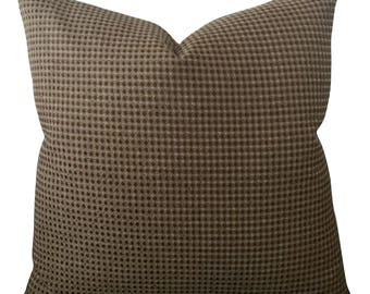 Brown Turquoise Geometric Luxury Woven Decorative Pillow Cover 24" x 24"