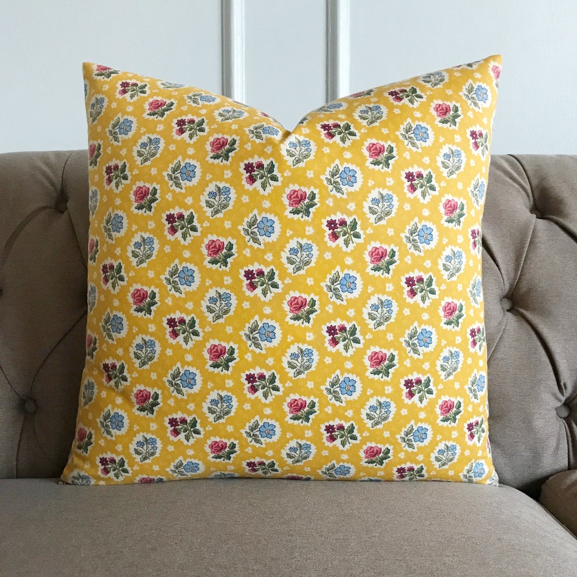 Yellow Bright Floral Decorative Pillow Cover 22 X Etsy