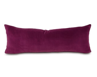 Velvet Extra Long Lumbar Pillow Cover 13x36 in Fuchsia