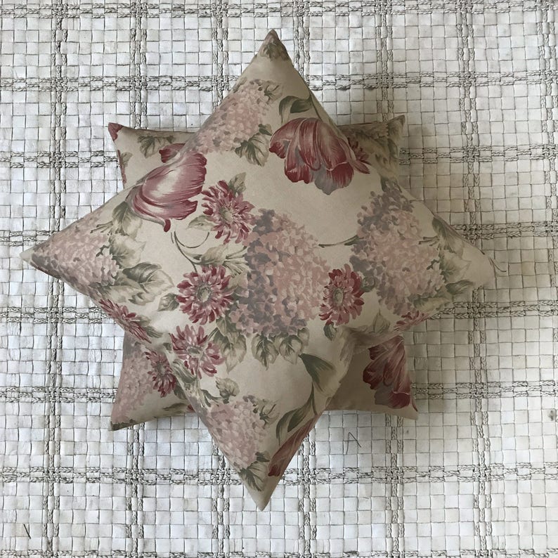 Pink Purple Floral Decorative Pillow Cover 24 X 24 Etsy