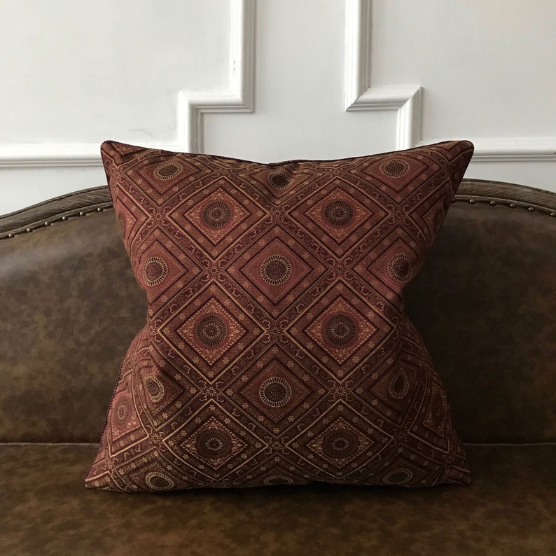 Burgundy and Gold Ethnic Throw Pillow Cover 24x24 Etsy