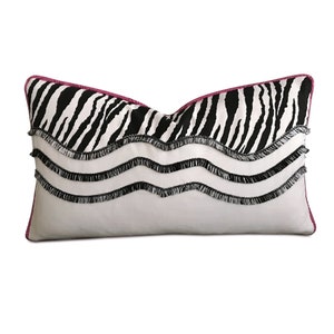 Zebra Welt Trim Decorative Pillow Cover 13&quot; x 22&quot;