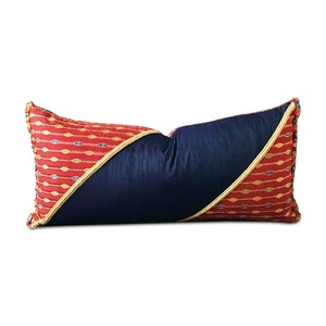 Navy Blue Orange Retro Decorative Pillow Cover 11&quot; x 21&quot;