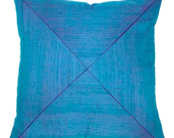 Blue Glam Dupioni Silk Throw Pillow Cover 20x20