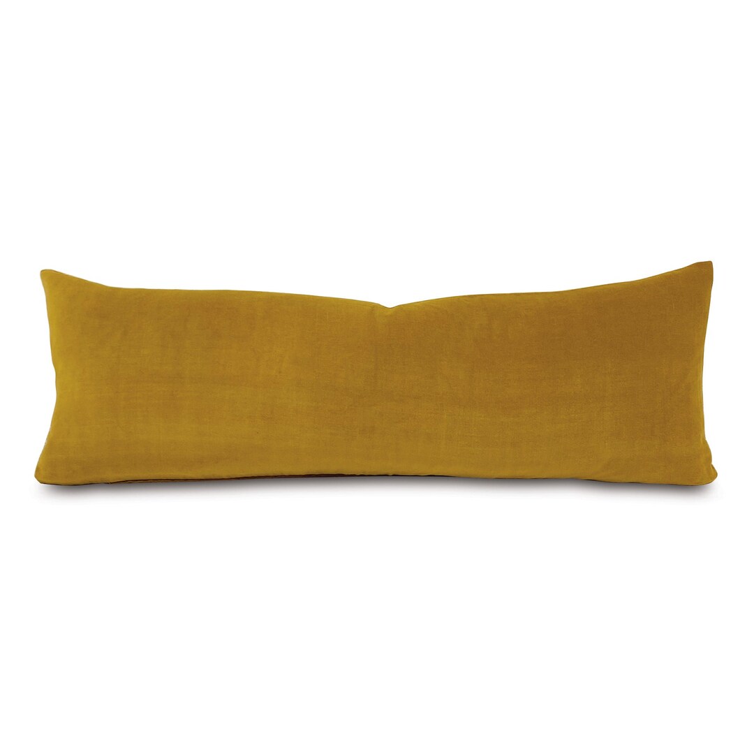Velvet Extra Long Lumbar Pillow Cover 13x36 in Mustard Etsy