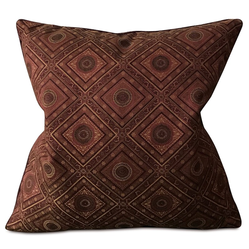 Burgundy and Gold Ethnic Throw Pillow Cover 24x24 Etsy