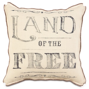 Champagne Land Of The Free Block Printed Throw Pillow Cover 18x18