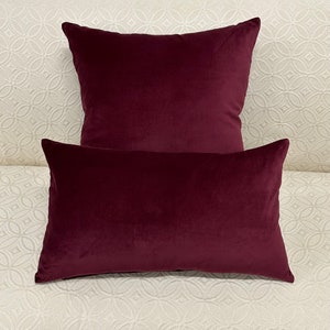 Burgundy Contemporary Solid Velvet Pillow Cover