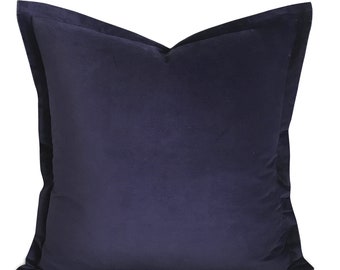 Deep Purple Velvet Self Flange Decorative Pillow 22" x 22"