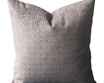 Velour Greek Key Throw Pillow Cover 20x20