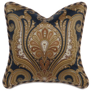 Traditional Onyx Damask Throw Pillow Cover 20x20