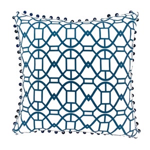Blue and White Geometric Throw Pillow Cover 20x20