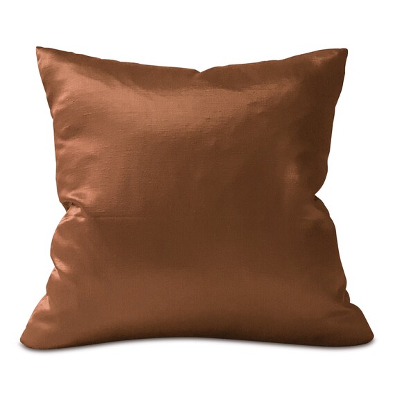 Copper Solid Faux Silk Throw Pillow Cover 20x20 Etsy