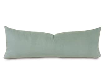 Velvet Extra Long Lumbar Pillow Cover 13x36 in Mint