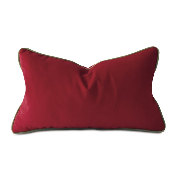 Red and Green Holiday Velvet Lumbar Pillow Cover 13"x22"