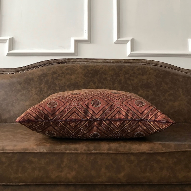 Burgundy and Gold Ethnic Throw Pillow Cover 24x24 Etsy