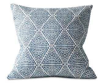 Hali Blue Geometric Throw Pillow Cover 22x22