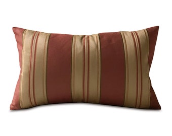 Red & Gold Traditional Striped Lumbar Pillow Cover 13x22