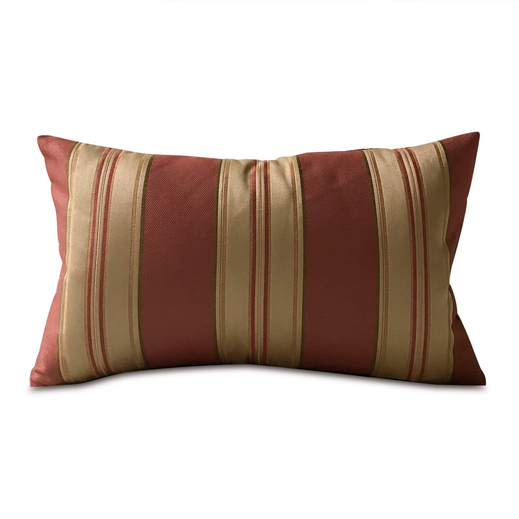 Red Gold Traditional Striped Lumbar Pillow Cover 13x22