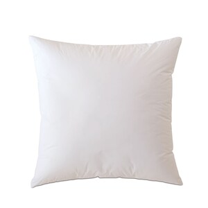 May include: A white square pillow with a smooth, soft surface.