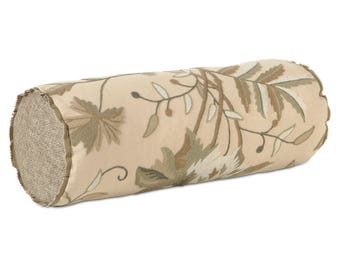 Franklin Embroidered Wool Bolster Cover 9Dx24