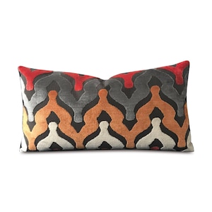 Velour Sunset Wishbone Waves Decorative Pillow Cover 13" x 22"