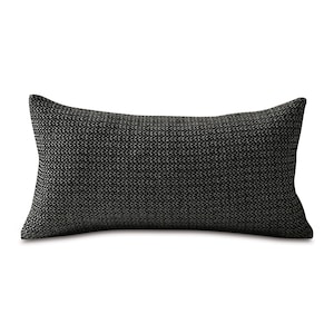 Black Solid Textured Lumbar Pillow Cover 11x21