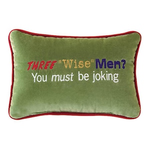 QUIRKY PHRASE PILLOW | Golf Themed Pillow | Statement Cushion  | Aesthetic Embroidered Three "Wise" Men? You must be joking