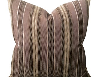 Lilac Woven Geometric Stripe Decorative Pillow Cover 22" x 22"