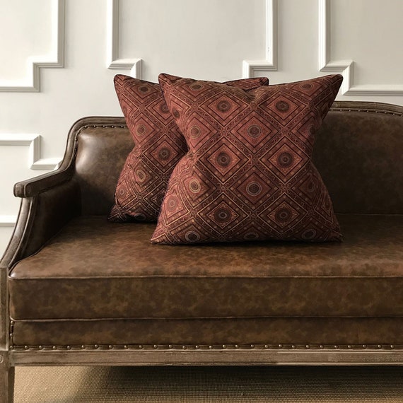Burgundy and Gold Ethnic Throw Pillow Cover 24x24 Etsy