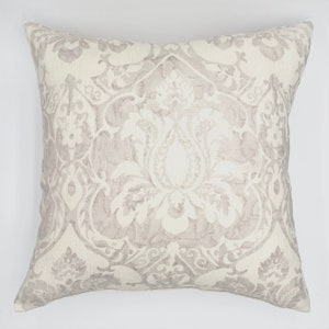 Ivory & Lavender Damask Throw Pillow Cover 22x22