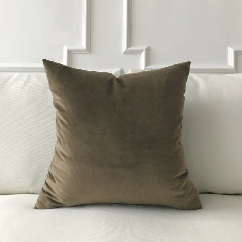 Mocha Velvet Throw Pillow Cover 24x24 Etsy