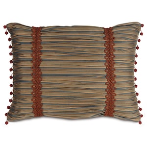 Red Mineral Ruched Decorative Pillow Cover 16&quot; x 22&quot;