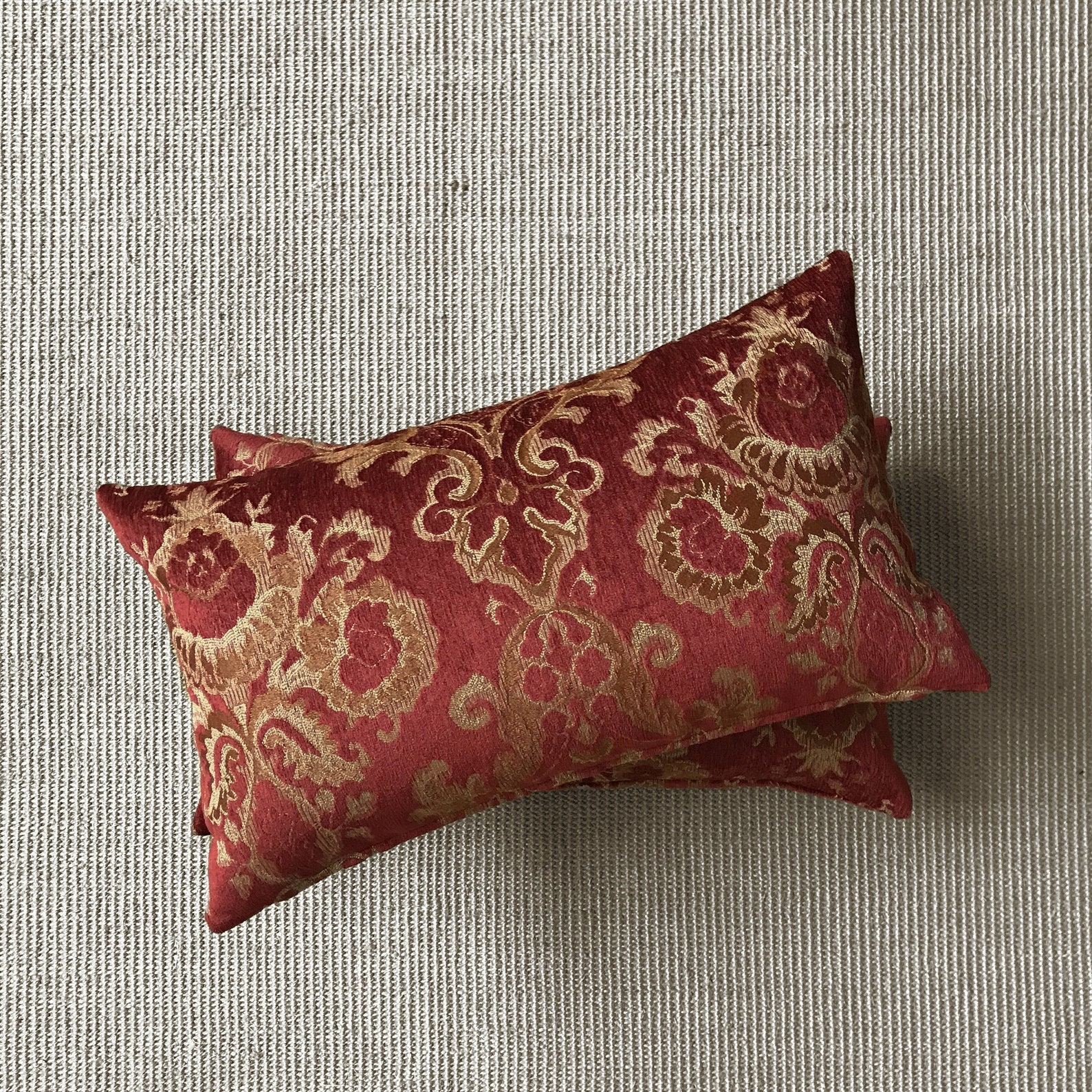 Ruby Red Traditional Damask Lumbar Pillow Cover 13x22 Etsy
