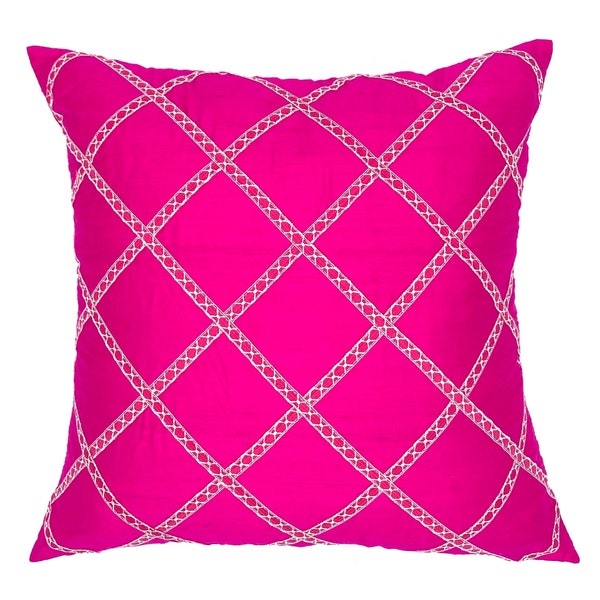 Fuschia Glam Geometric Throw Pillow Cover 18x18
