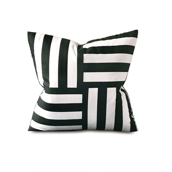 Black White Key Port Throw Pillow Cover 20x20 Etsy