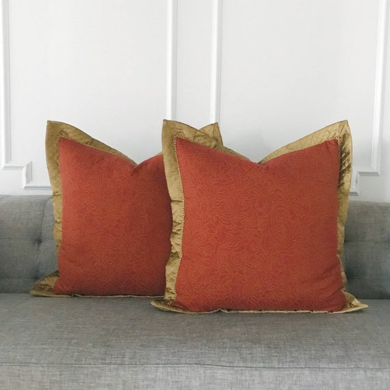 Burgundy Euro Sham Pillow Cover with Quilted Gold Velvet Etsy