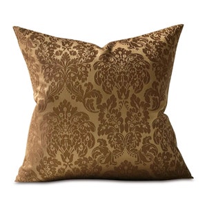 Gold Damask Traditional Throw Pillow Cover 24x24