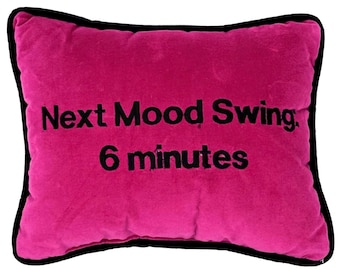 Embroidered Raspberry Velvet Phrase Pillow: Sarcasm (10x13)