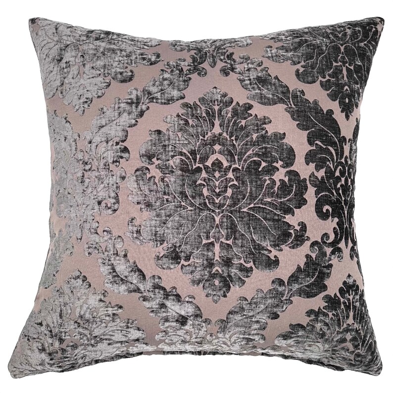 Warm Gray Traditional Damask Throw Pillow Cover 22x22 Etsy