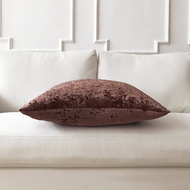 Boho Crushed Velvet Mocha Throw Pillow Cover 22x22 Etsy