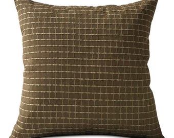 Mocha Check Throw Pillow Cover 18x18