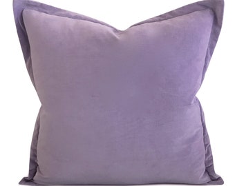 Lilac Velvet Self Flange Decorative Pillow 22x22