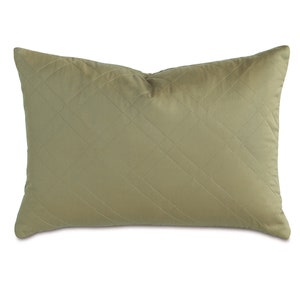 Olive Quilted Sateen Boudoir Pillow Cover 12x18
