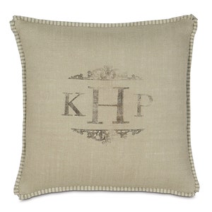 La Maison Espresso Bean Monogram Throw Pillow Cover 20x20