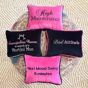 HOT PINK PILLOW | Pink Couch Pillow | Chic Hot Pink Velvet Phrase Pillow | 10x13 Vibrant 100% Velvet Cushion Stylish Decorative Home Accent