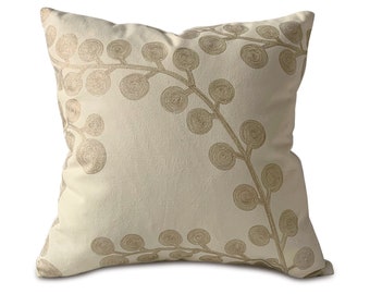 Beige Boho Botanical Throw Pillow Cover 18x18